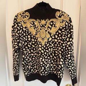 ✨ St. John Collection Vintage Crystal Knit Wool Sweater – Brown & Gold (Size S)